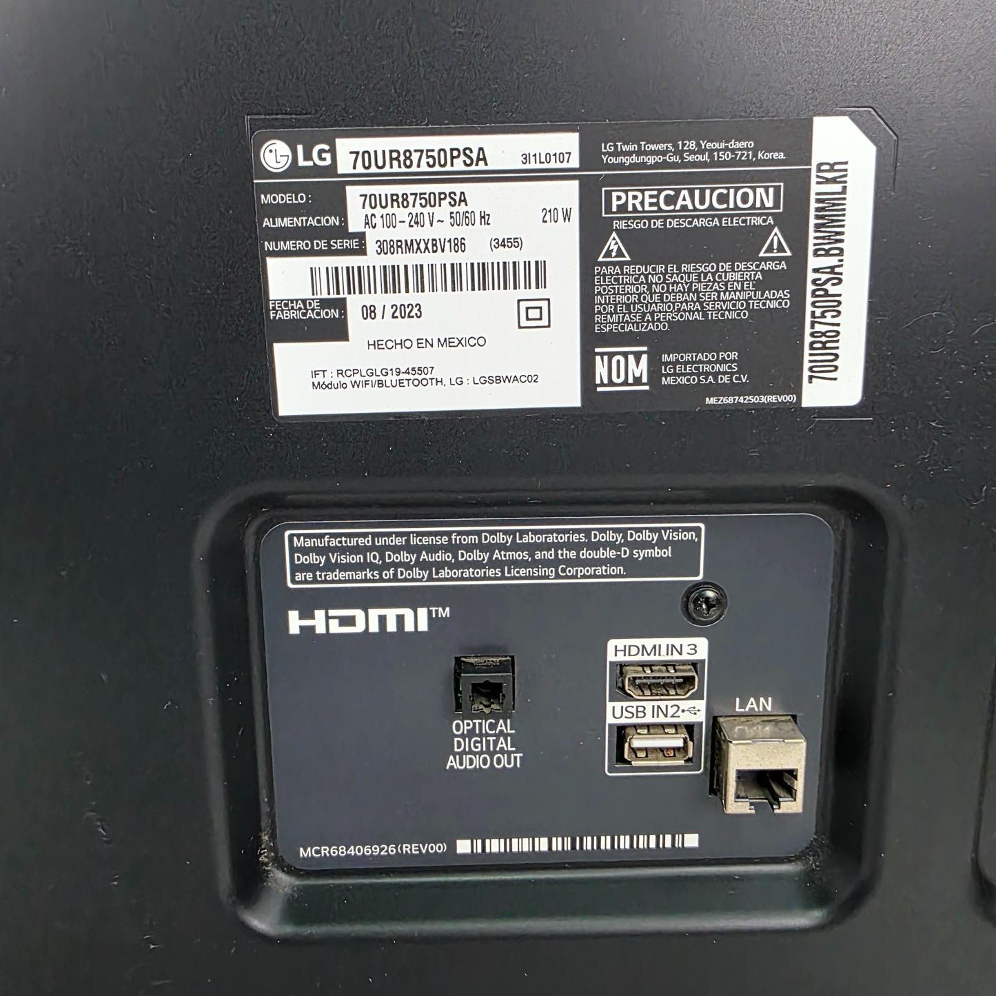 Pantalla LG smart 70 pulgadas.