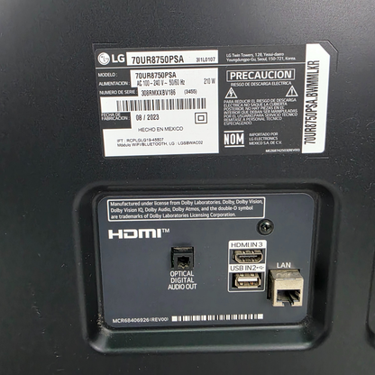 Pantalla LG smart 70 pulgadas.